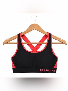 Under Armour Black & Coral Crossback Sports Bra